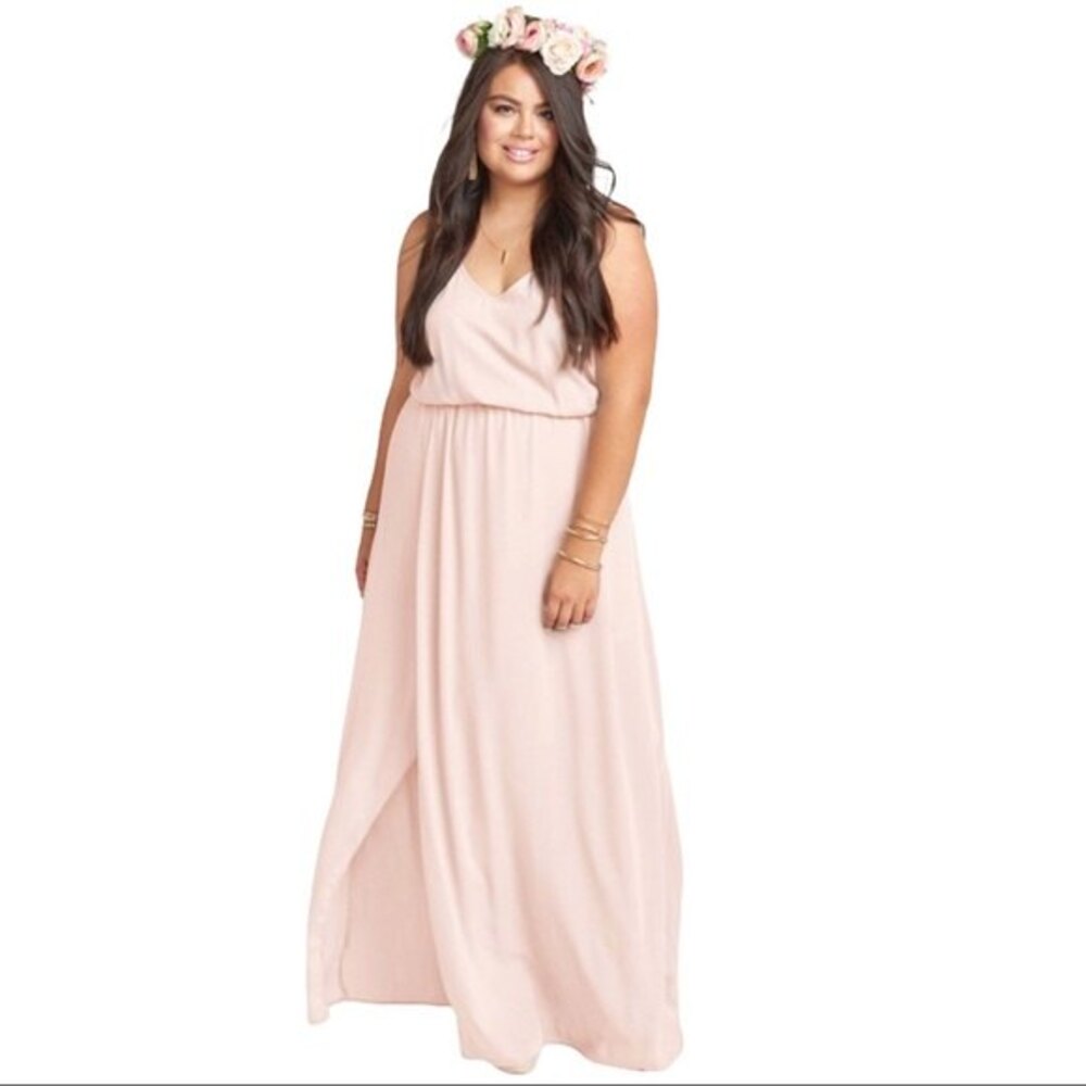 Show Me Your Mumu Kendall Blush Pink Sleeveless Front Slit Wrap Maxi Dress NWT